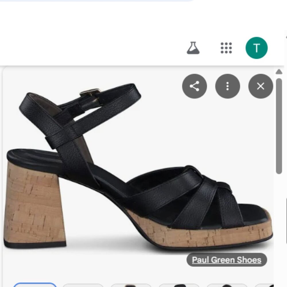 Paul Green Tan and Black Sandals with Elegant Straps